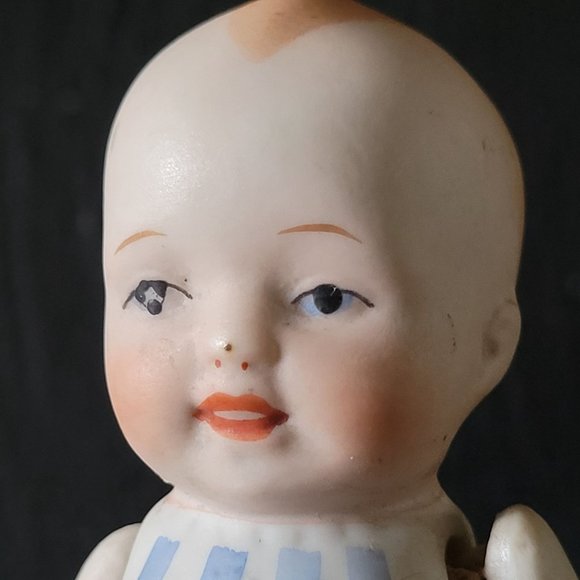 Vintage Nippon Bisque Baby Boy with Jointed Arms, Small Bisque Boy Doll - Picture 6 of 8
